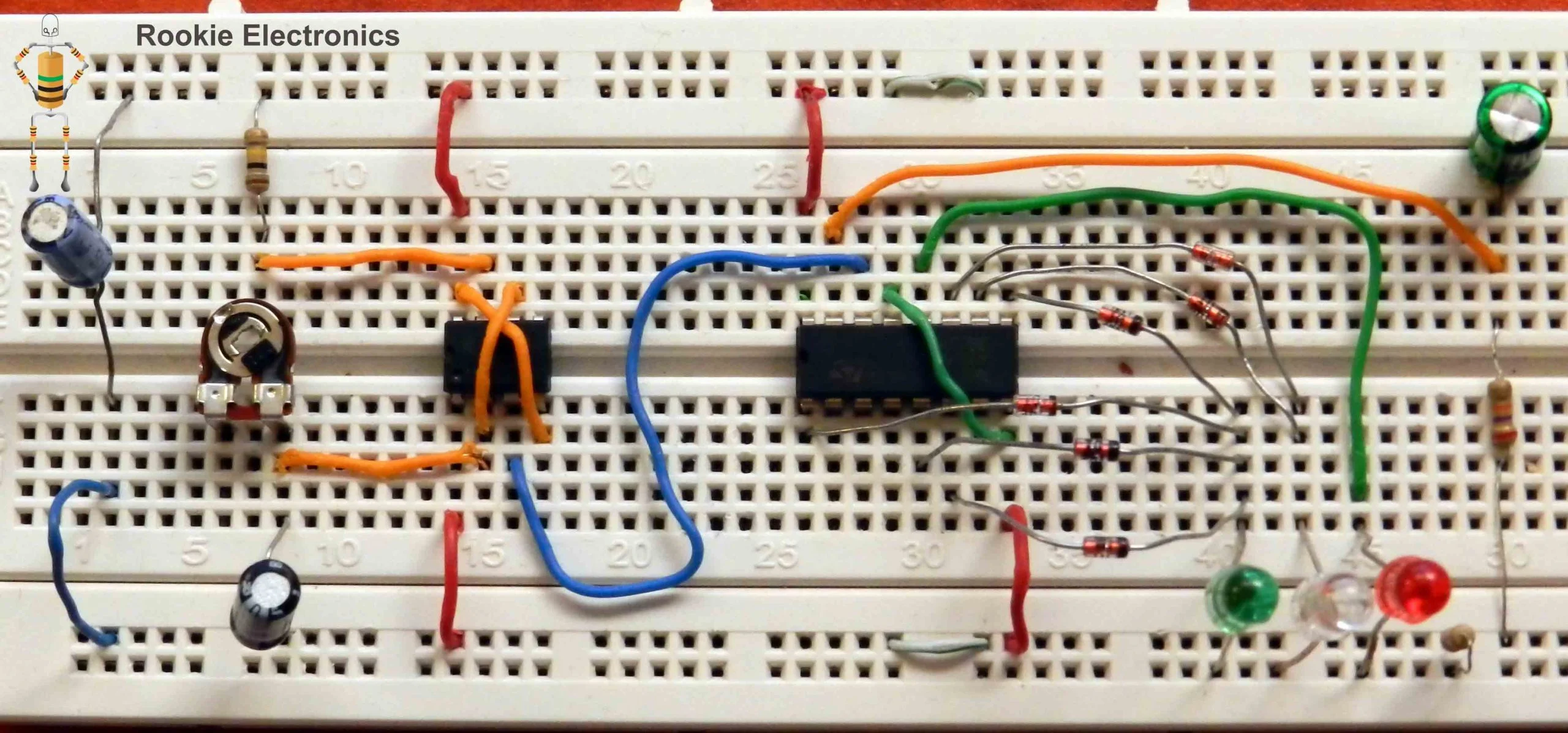 Traffic Lights using 4017 & 555 Timer